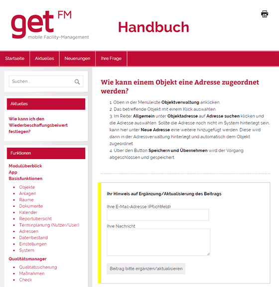 getFM Handbuch Screenshot